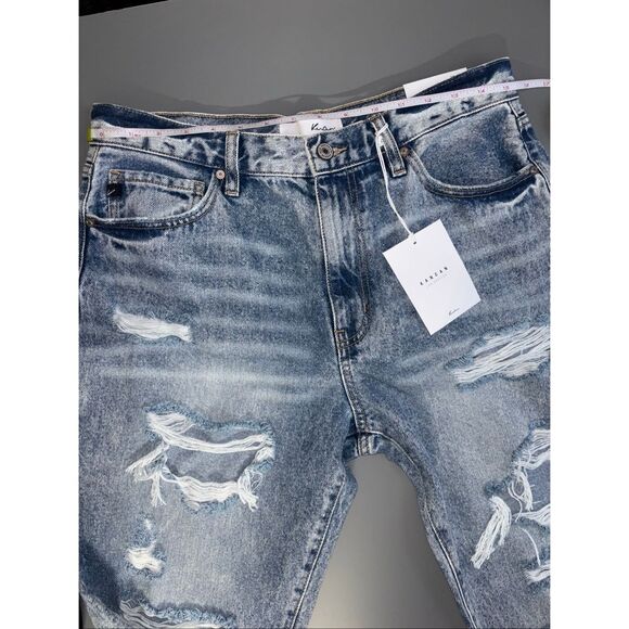 Kancan high waisted relaxed thigh tapered leg mom jeans distressed size 11 new - Picture 12 of 14